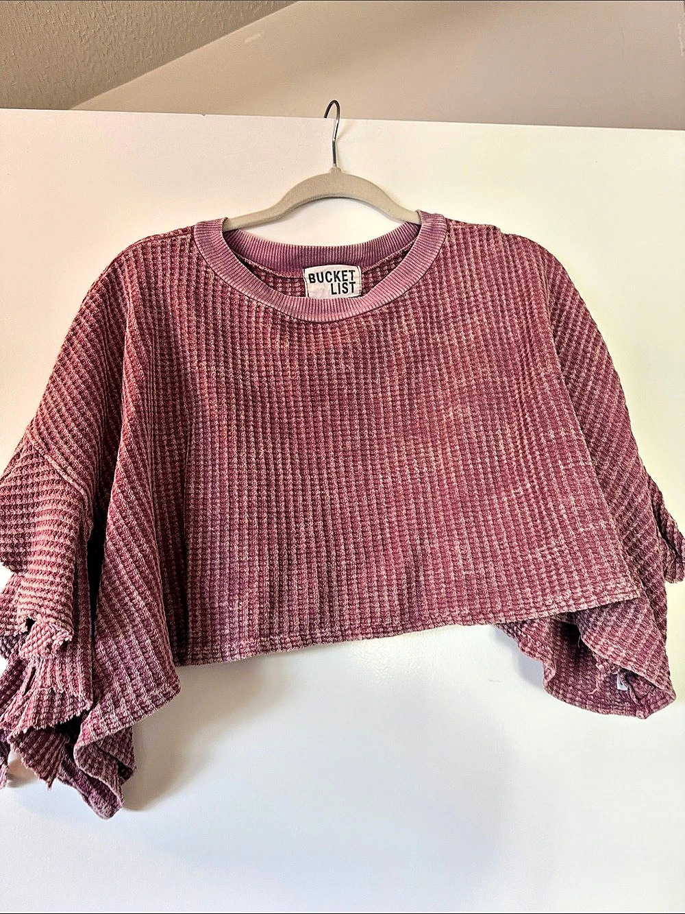 Bucket List Women's Cropped Textured Top in Purple